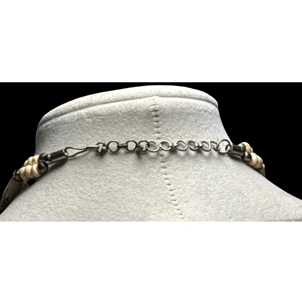 Southwest Native American Theme Boho Choker Necklace Double Strand Turquoise VTG - Picture 4 of 4